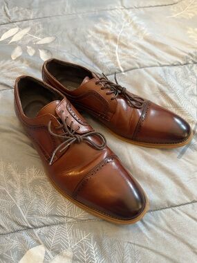 EUC Stacy Adams Brown Cap-Toe Derby Dress Shoes Sz 10 M